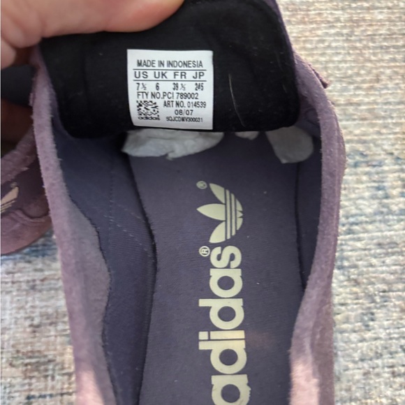 Adidas Okapi Purple Suede Shoes with White Stripes - Picture 14 of 14